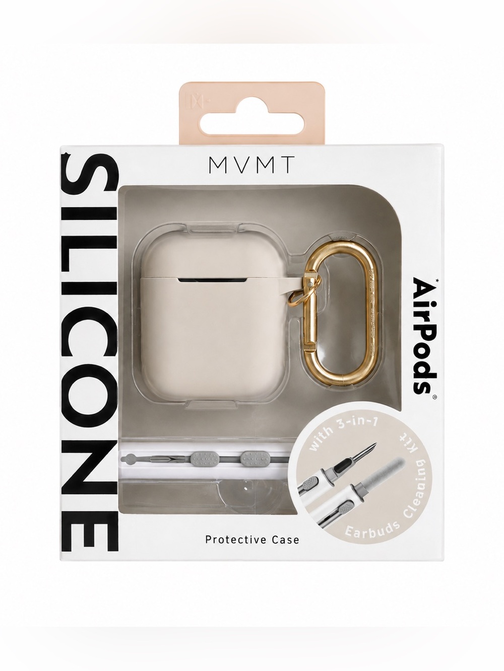 MVMT Silicone Protective Case for AirPods 1st & 2nd Gen w/ Earbuds Cleaning Kit